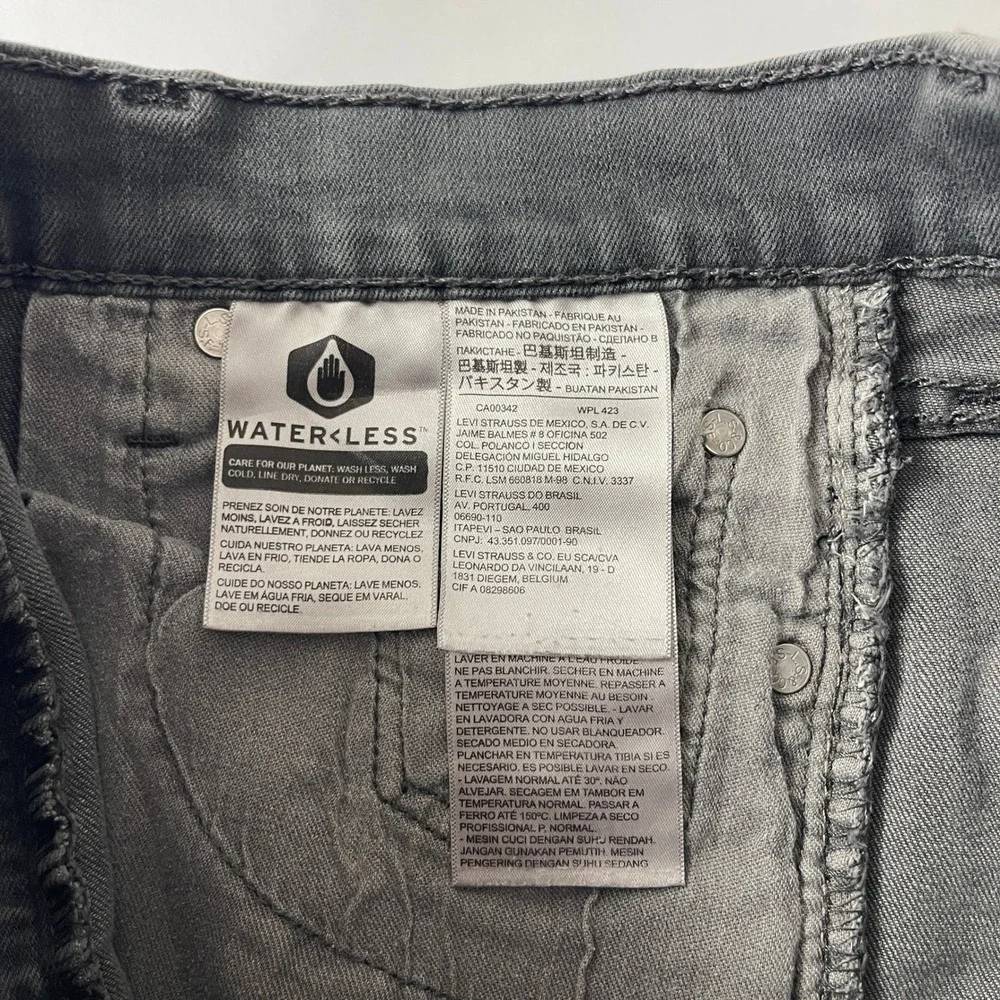 Levis 513 Jeans Mens 29x30 Gray Slim Straight Dark Wash Preppy Grunge Goth